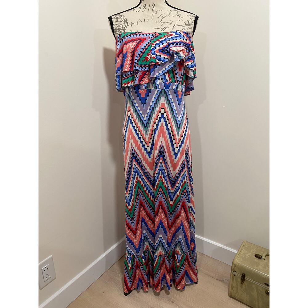 T Bags Anthropologie Los Angeles Colorful Strapless Maxi Dress Size XS